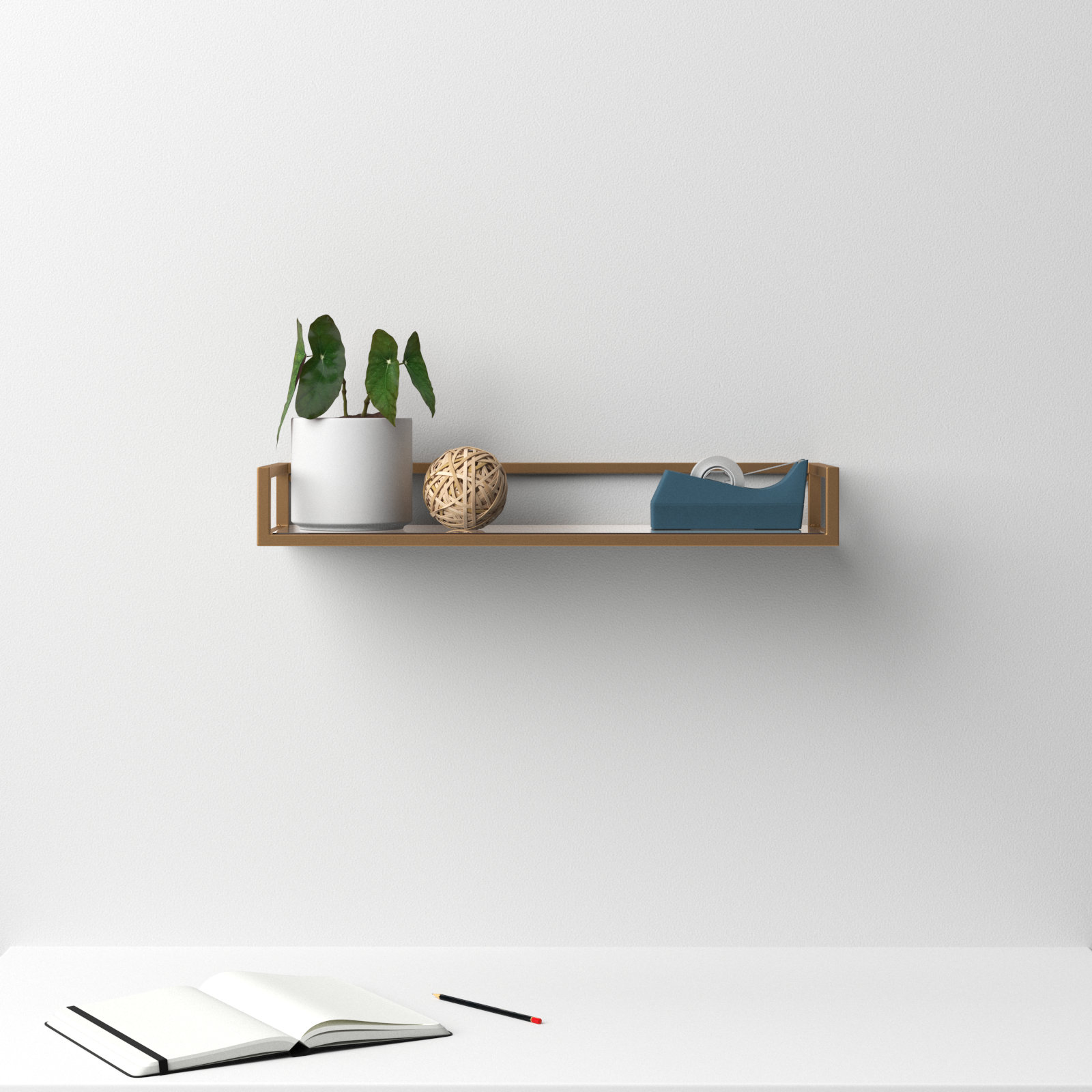 Chainbridge 24" Accent Shelf, Gold/Black