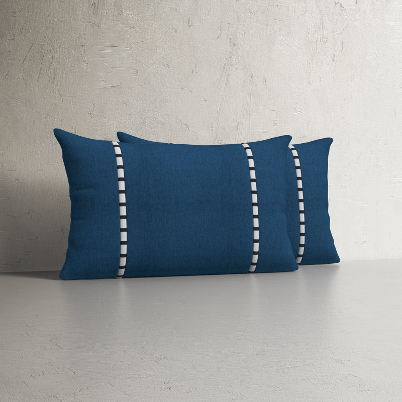 Keegan Outdoor Rectangular Lumbar Pillow, 12" x 24", Spectrum Indigo Sunbrella® Plainweave