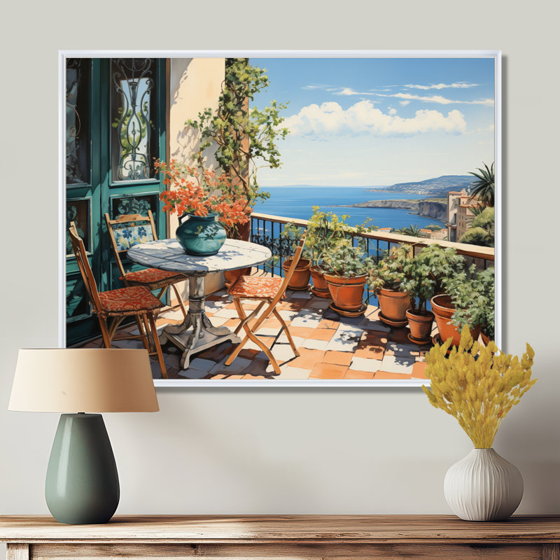 La Dolce, côte italienne I - Italie, art encadré, H 12 po x l 20 po x P 1 po, Cadre flottant blanc