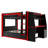 Full size Multifunctional Bunk Bed with LED light,Desk and Bookshelves, Drawers, Red+Black