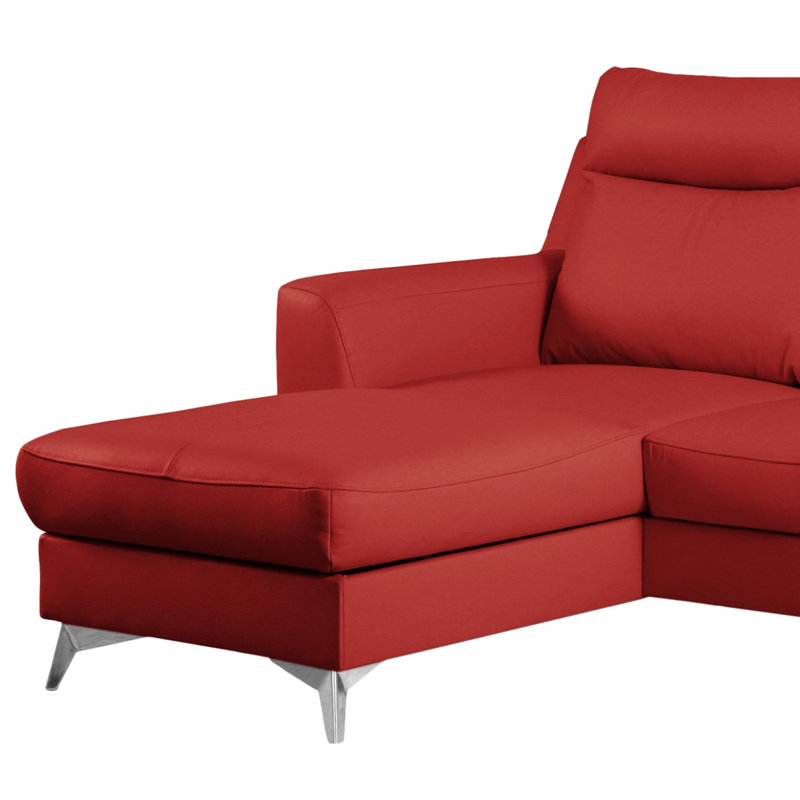 Emmie-Mae Leather Corner Sofabed with Chaise, Red, Left Hand Facing