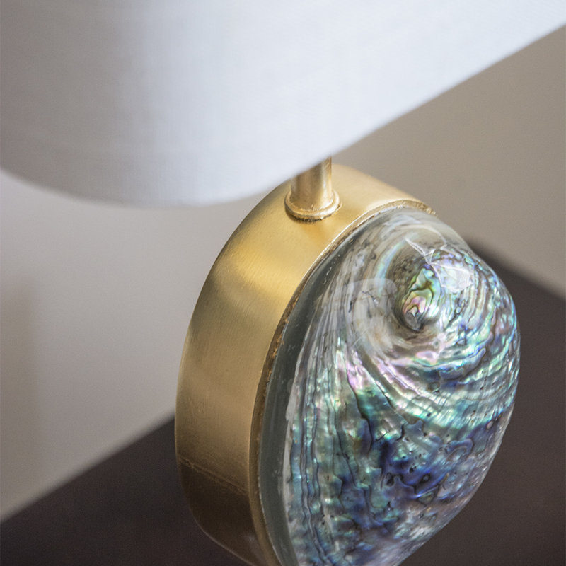 Sausilito 24" Tall Abalone Shell and Crystal Table Lamp, Cream