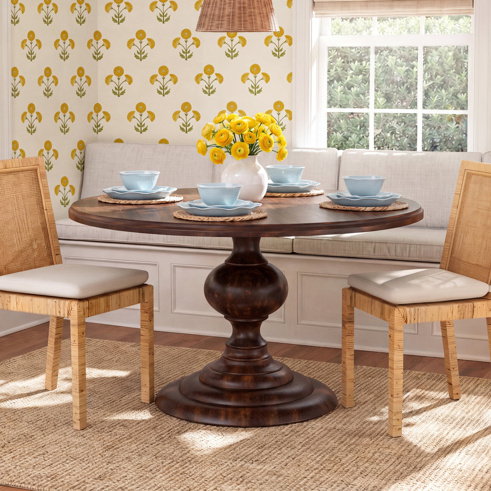 Tanisha 60" Mango Dining Table, Dark Oak, 60" W x 60" L