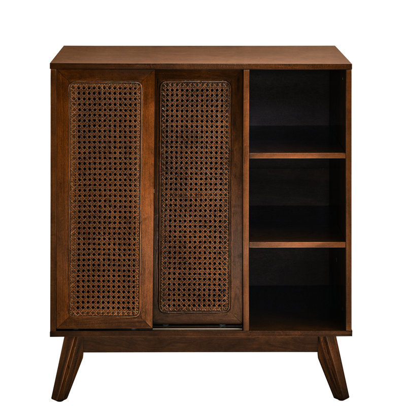 Buffet élégant pour la cuisine - bois foncé, tablettes réglables et pieds en bois massif, Noyer