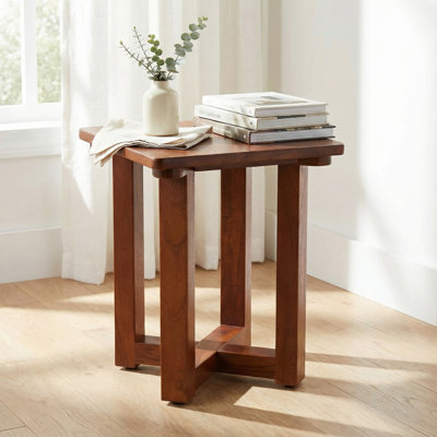 Faro Solid Teak Wood Small End Side Table, Square 14x14x17