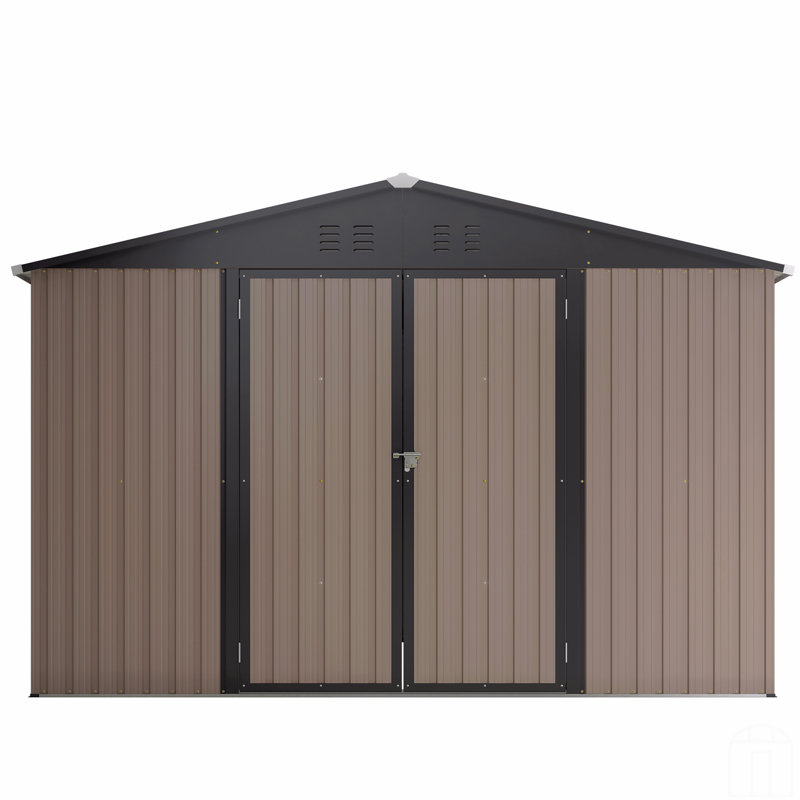Remise de rangement en métal 10 pi x 10 pi pour notre porte, remise de jardin en acier avec portes verrouillables, rangement utilitaire et outils