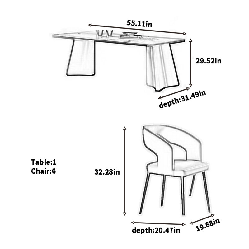 Combinaison simple de table à manger et de chaise, H 29,52 po x L 55,11 po x l 31,49 po