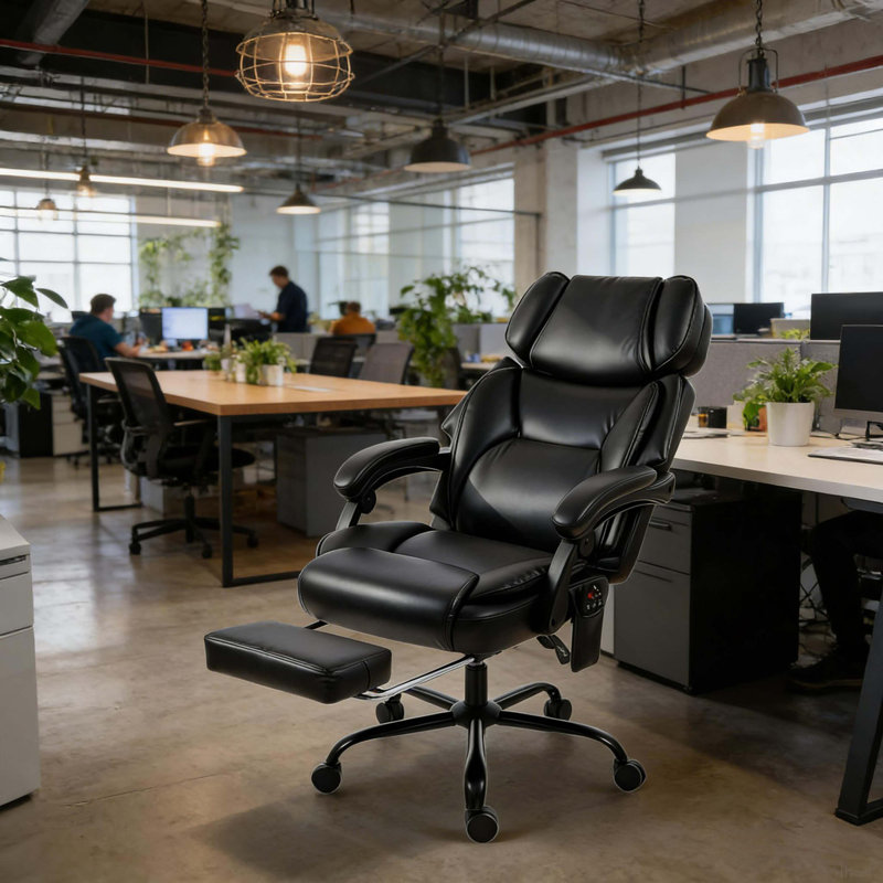 Soft Computer Chair,Massage Chair,High Back Chair,Office Chair, Black, Black