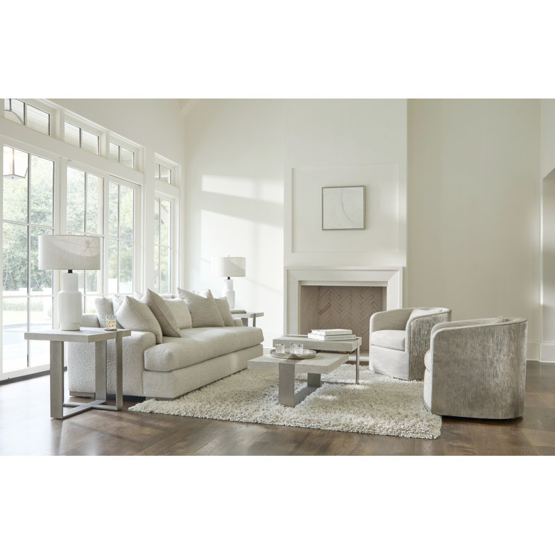 Eliot Upholstered Swivel Barrel Chair, Cream Boucle 1146-002