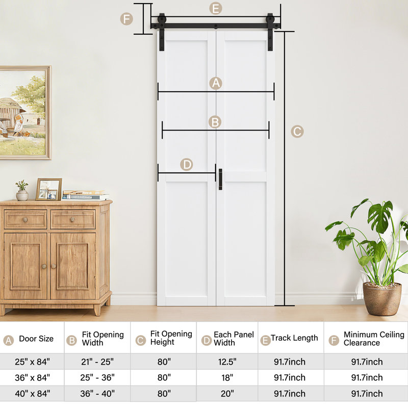 Portes de grange doubles pliantes 84 po en bois manufacturé double, 36 po x 84 po, 1