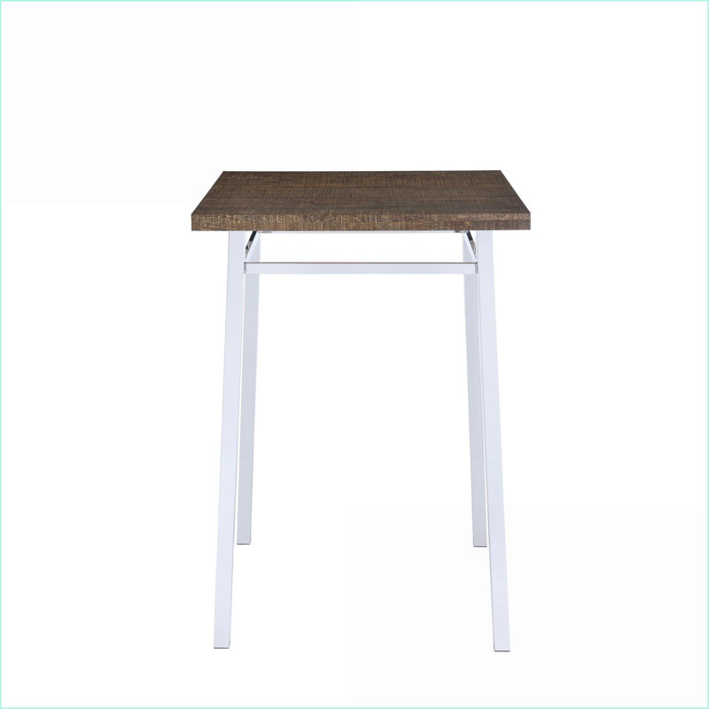 Table de bar carrée en chêne et chrome Modern Modern
