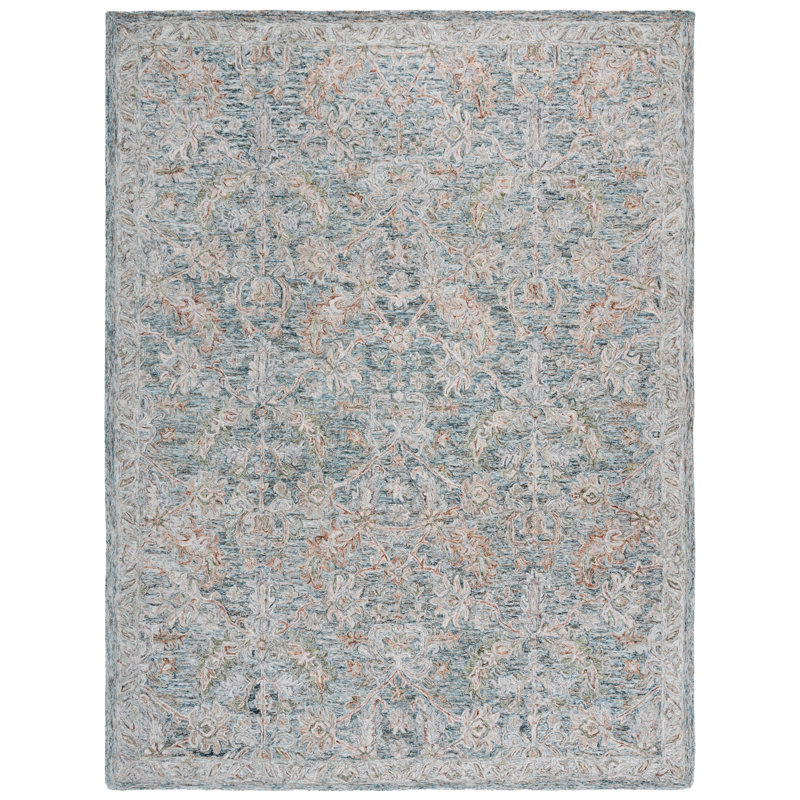 Hand Tufted Wool/Cotton Oriental Rug in Teal/Green, Rectangle 3' x 5'