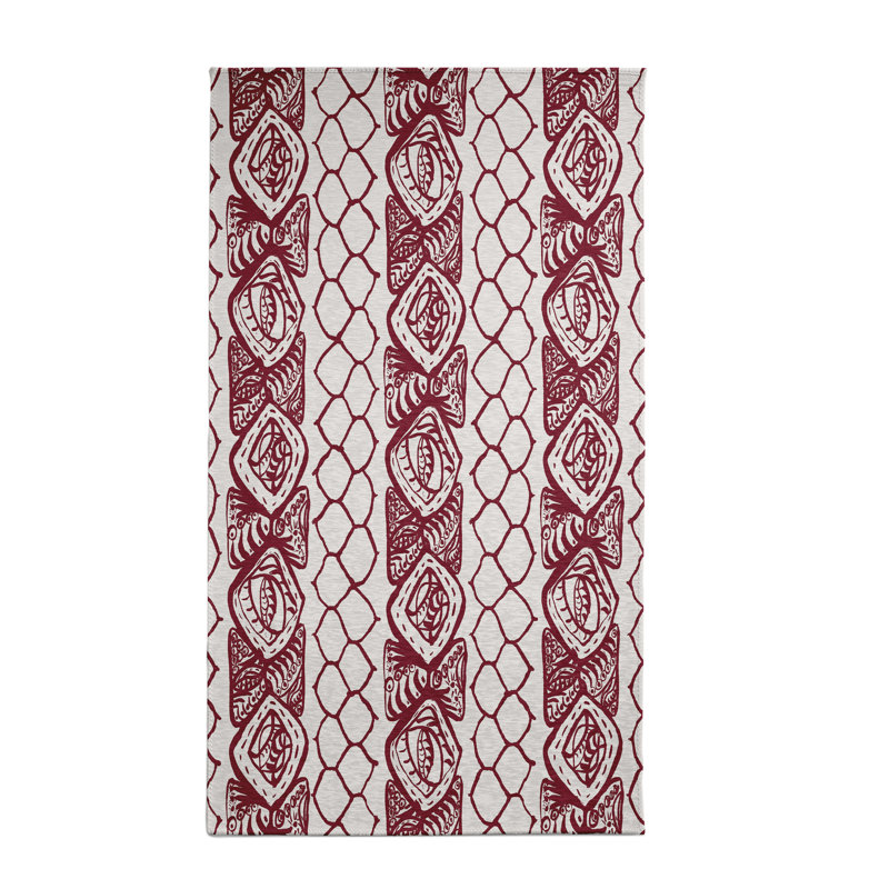 Tapis rouge à motif géométrique, Rectangle 3 pi x 5 pi