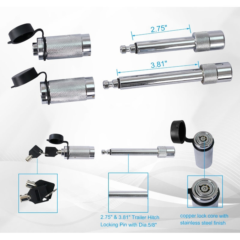 Attelage de remorque ajustable robuste de 8 pouces - récepteur de 2 pouces, idéal pour les remorques de remorquage