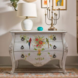 Commode d'appoint vintage à trois tiroirs sculptée à la main