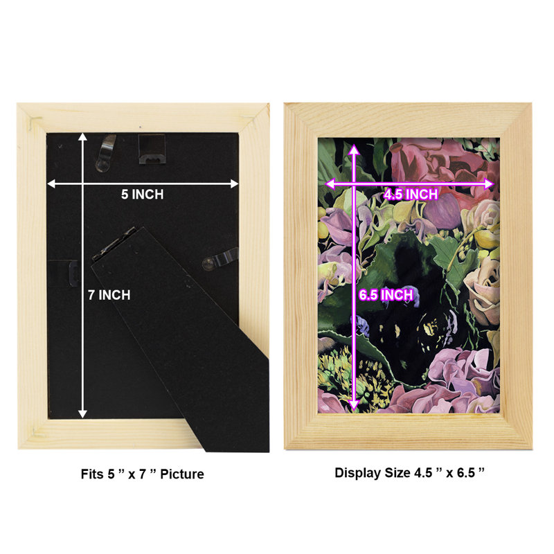 Motif floral sur fond noir IV, H 8 po x l 6 po x P 1 po, Naturel