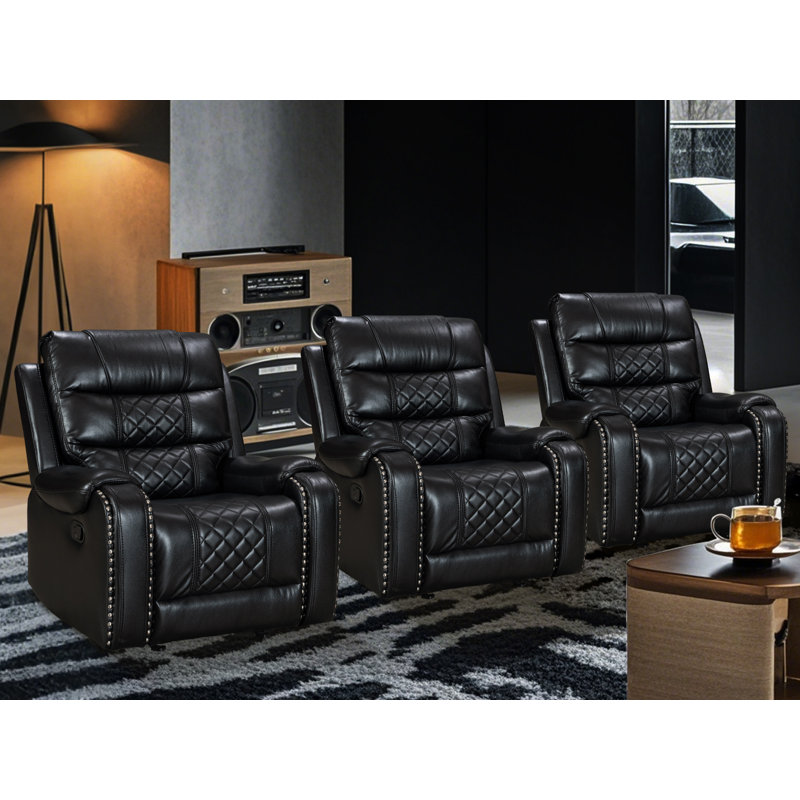 Fauteuil inclinable simple en cuir Ambridge Air, Noir