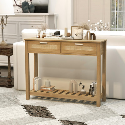 Rattan Console Table With 2 Drawers