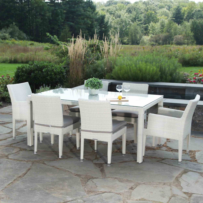 Cypress Outdoor 7 - Piece Dining Set with Cushions, Whitewash