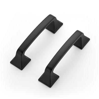 Poignées de meuble arche de pied carré noir mat en paquet de 3 pouces, alliage de zinc, poignées d'armoire de cuisine, poignées de tiroir, pour placards, tiroirs, commodes, armoire