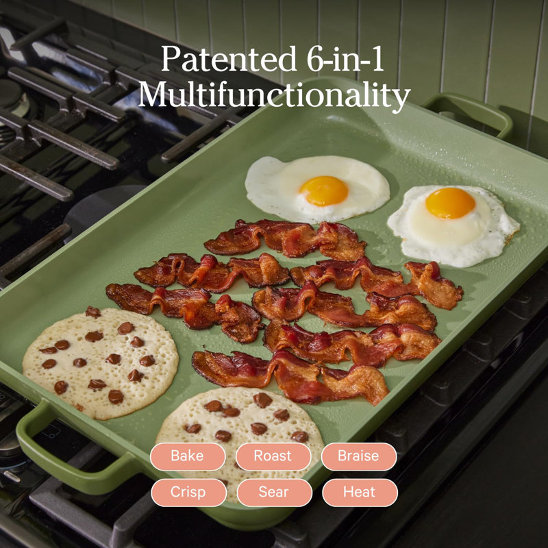 Sage Green Ceramic 5-Piece Bakeware Set with Oven Mat