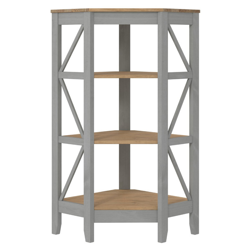 Wood Corner Bookcase 3 Shelf Corona Gray | , (3 Shelves) 49.41"H x 23.23"W x 23.23"D