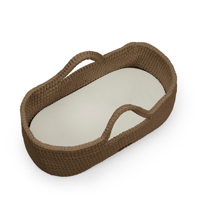 Nova Moses Basket & White Stand, Mocha