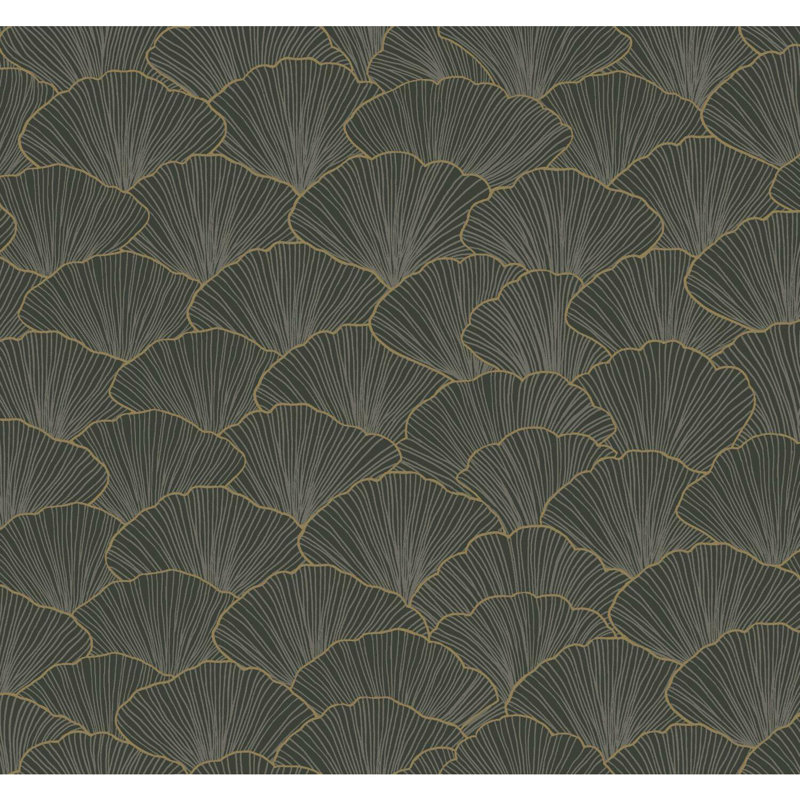 Papier peint lumineux ginkgo, gris