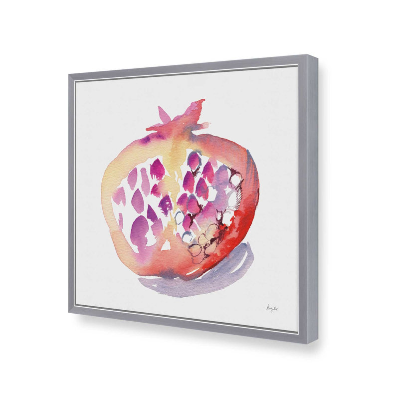 «Pomegranate» par Kristy riz, reproduction d'art, L 20 po x H 20 po, Argent, Impression encadrée