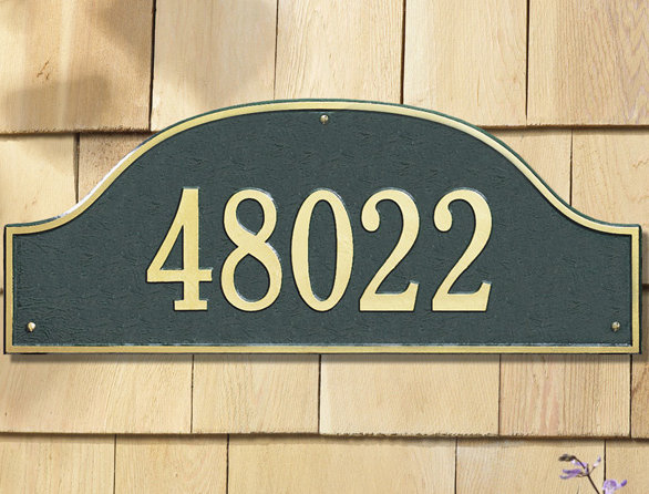 Plaque d'adresse murale 1 ligne Admiral, Vert et or, Oui