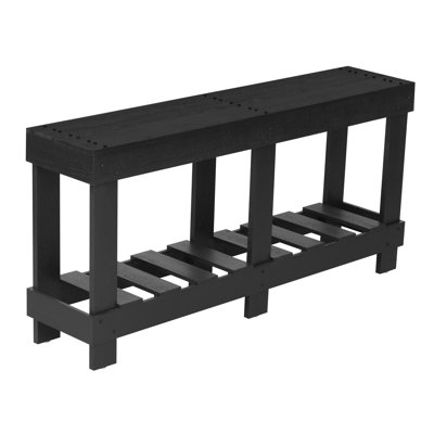 62.9" U-Style Vintage Living Room End Table - Solid Construction, 6 Legs, 4.5" Thick Desktop, Rivet Embellishment, Shelf For Storage Entryway With 62.9-Inch Long Tabletop Fir Wood, 4.5-Inch Surface,