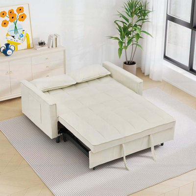 Canapé-lit modulaire en velours côtelé de 54,30 pouces avec causeuse convertible et lit escamotable pour salon moderne