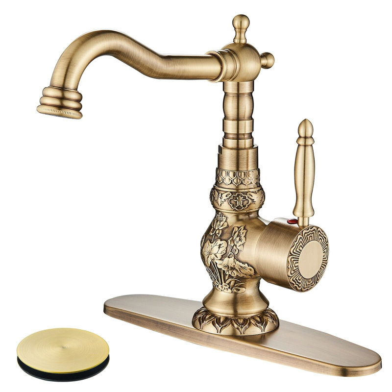 Robinet de lavabo de salle de bain avec robinet de lavabo et bonde en laiton antique