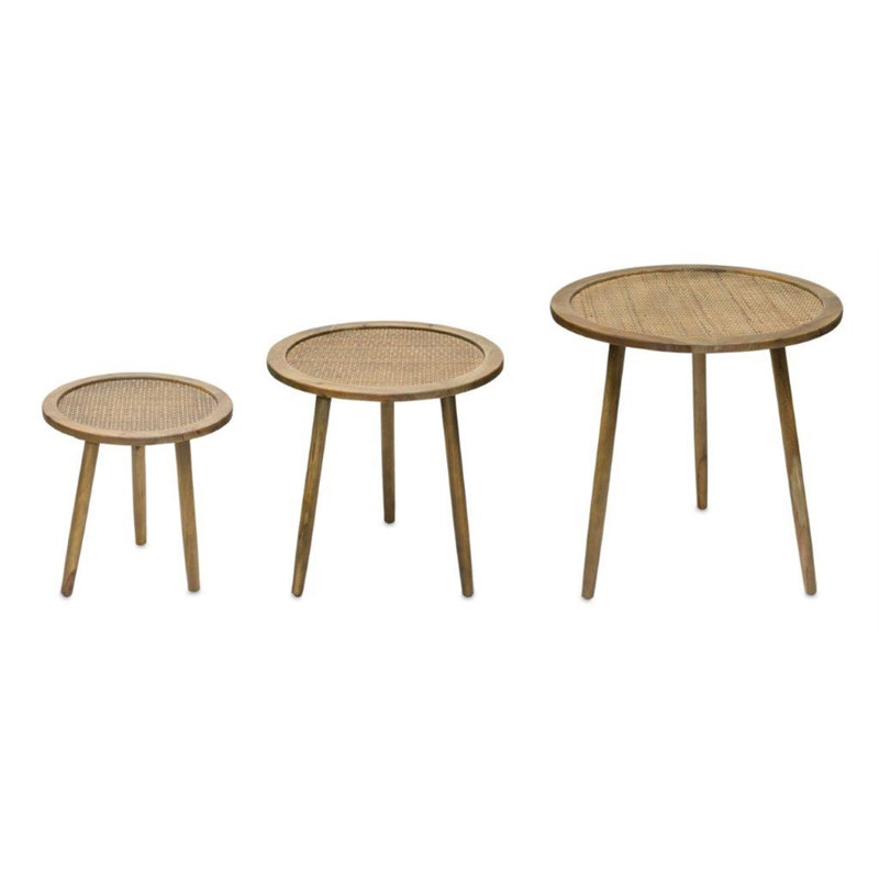 Ensemble de trois tables de bout rondes brunes 24 po Lefancy
