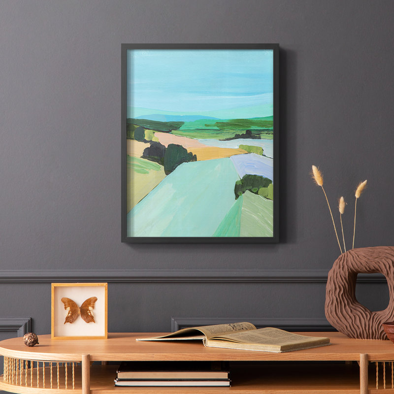 «Bright Coloured Countryside IV», reproduction encadrée - bois massif, Cadre simple noir, H 10 po x l 8 po