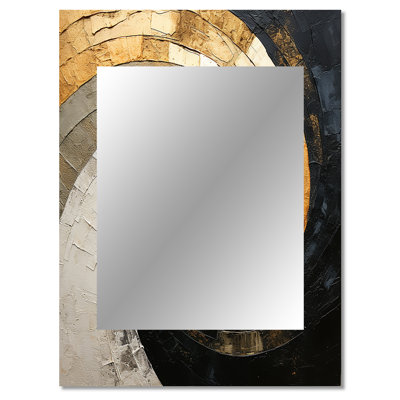 Beige Spiral Poteries I - Abstract Spirals Decorative Mirror, Beige Wall Mirror, Printed Metal Art