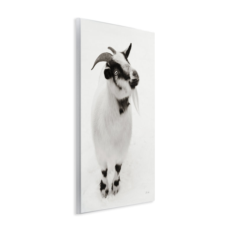 Plaque murale blanche petite chèvre, design par Deborah Revell, H 19 po x l 13 po