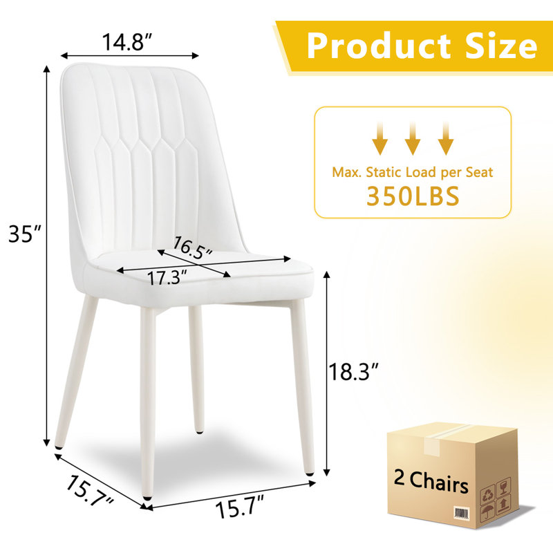 Modern Dining Chairs Set For 2/4/6,Faux Leather Upholstered Kitchen & Dining Chairs, White, White, 2