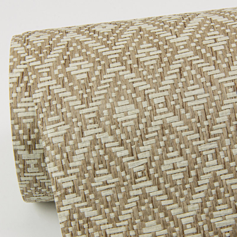Loom Geometric Grass Cloth Wallpaper Roll, Light Brown