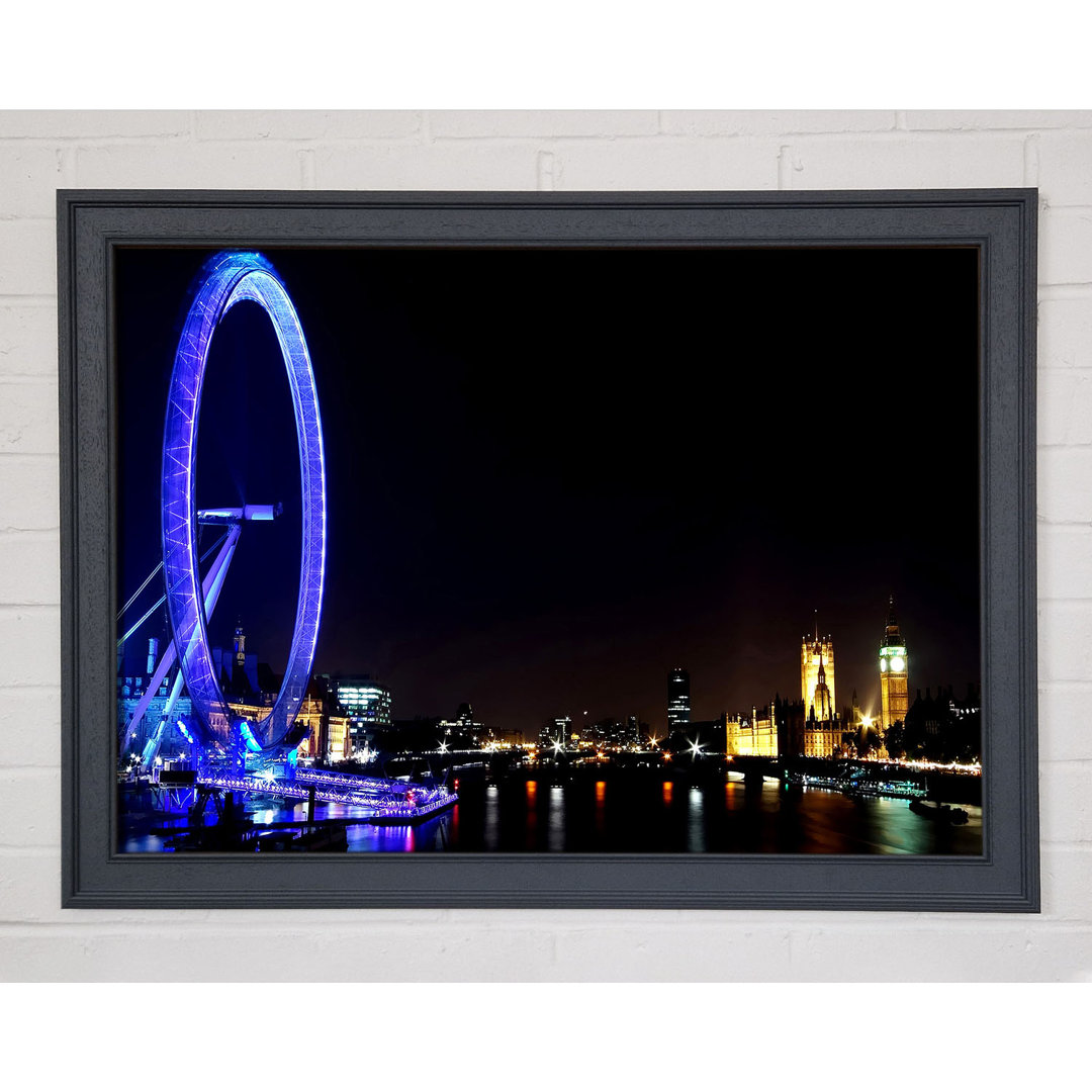 Gerahmtes Leinwandbild London Eye Blue Uk Framed Print