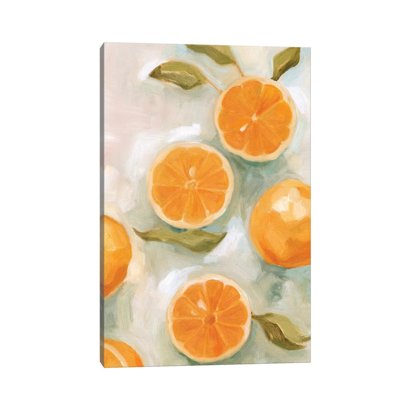 «Fresh Citrus VI» par Emma Scarvey - peinture sur toile tendue, H 18 po x l 12 po x 1,5 po