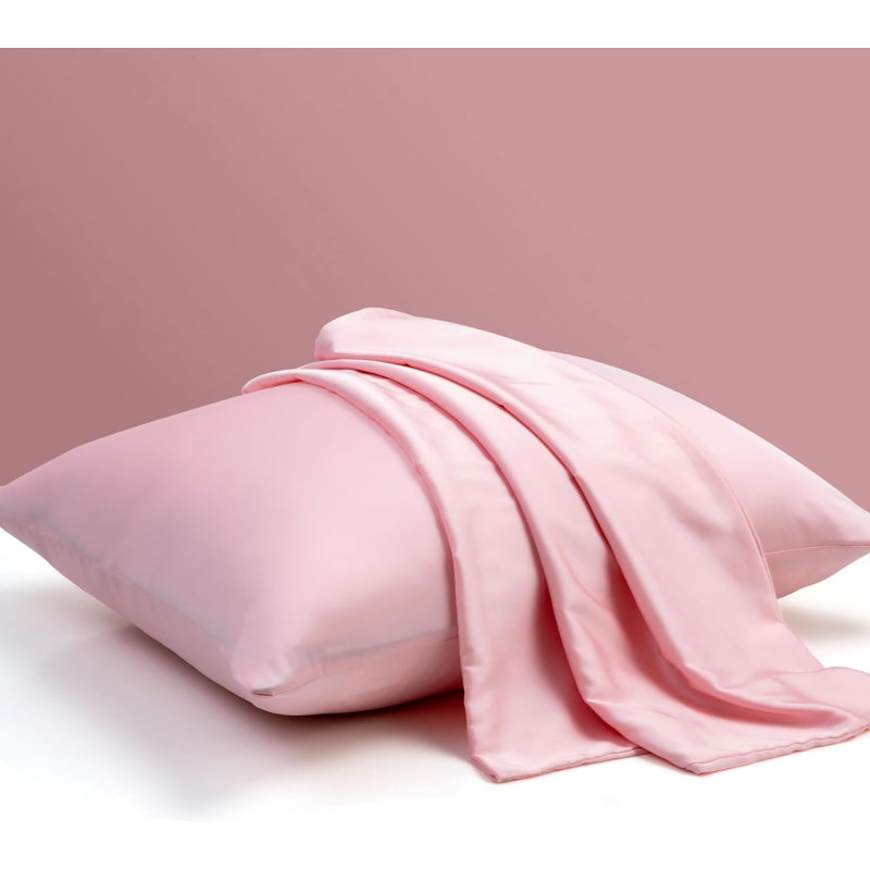 Luxe Mulberry Silk Pillowcases with Hidden Zipper (Set of 2), Almond Blossom, King Pillowcase
