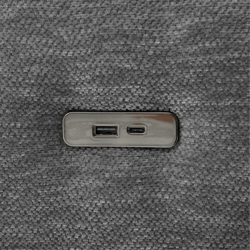 Modern, U-Shaped, Sectional , Movable , Ports, Phone Holder, Lumbar Pillows, Living Room, Grey, Chenille Upholstery, Modular Design Multi-Functional 85.4" With Built-In Charging, And Three Ergonomic