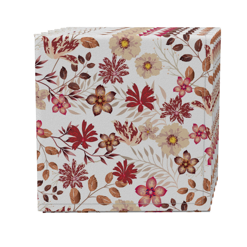 Cotton Twill Floral Square Napkin