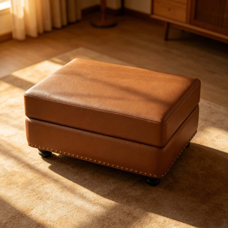 Repose-pieds en similicuir, Brun