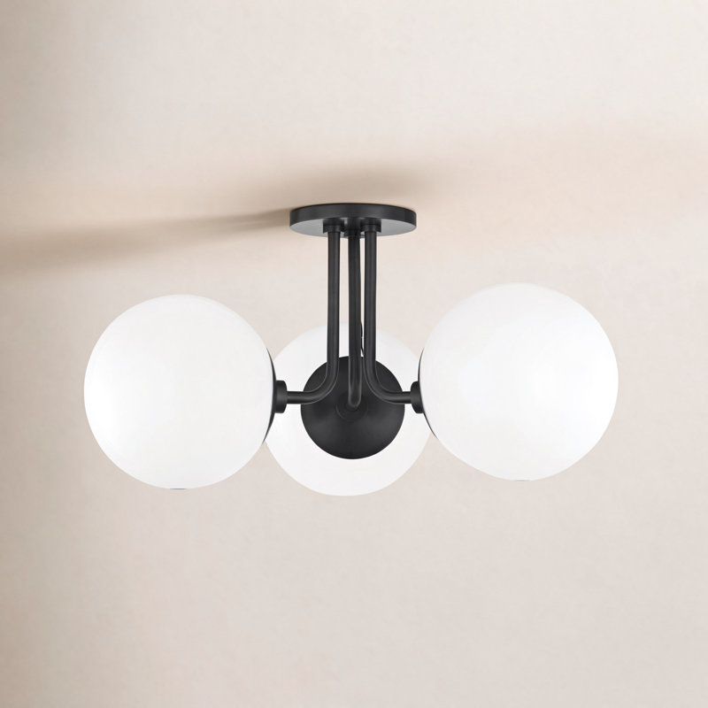 Luna Glass Semi Flush Mount, Old Bronze