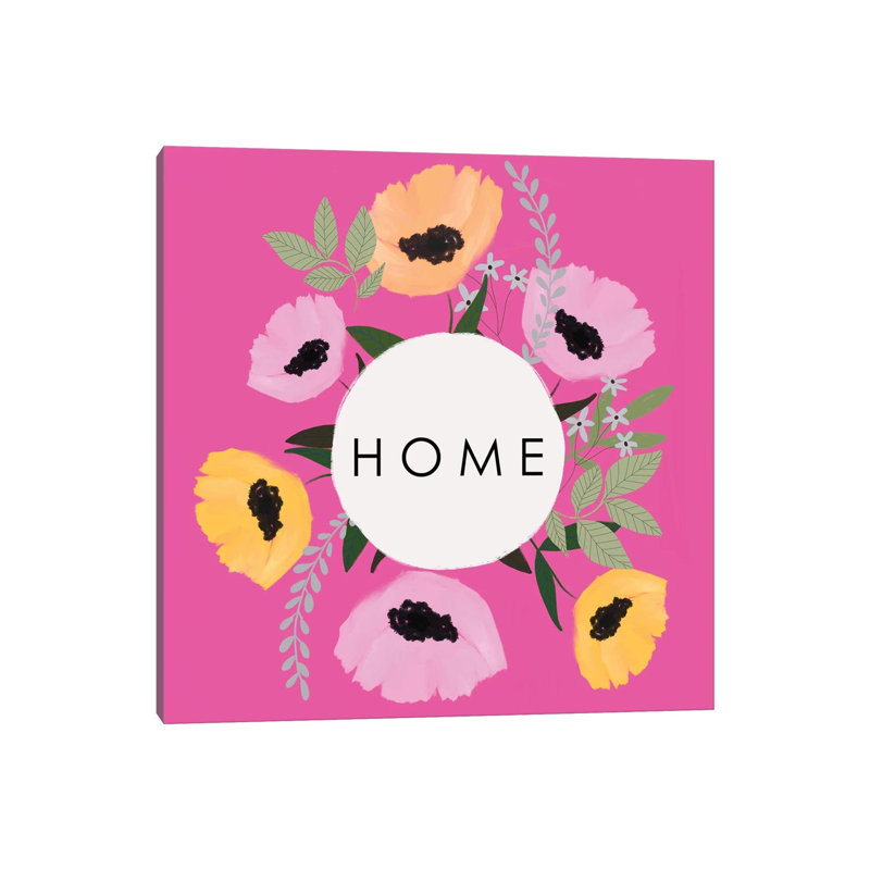 Home Florals Hot Pink by Leah Straatsma - Painting on Canvas, Wrapped Canvas, 93.98cm H x 93.98cm W x 3.81cm D