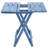 Blue Folding Solid Wood Table For Patio, Backyard - Portable, Space Saving Portable Outdoor Spaces Backyard, Balcony