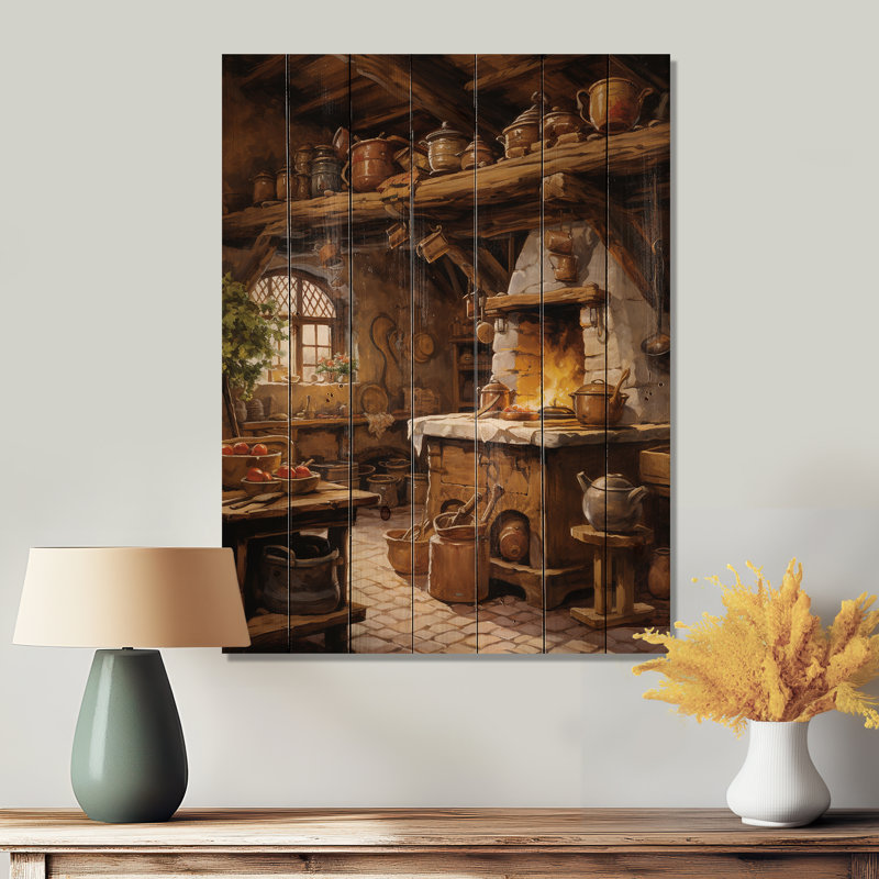 Nourriture, cuisine rustique I sur bois, H 20 po x l 10 po x P 0,78 po