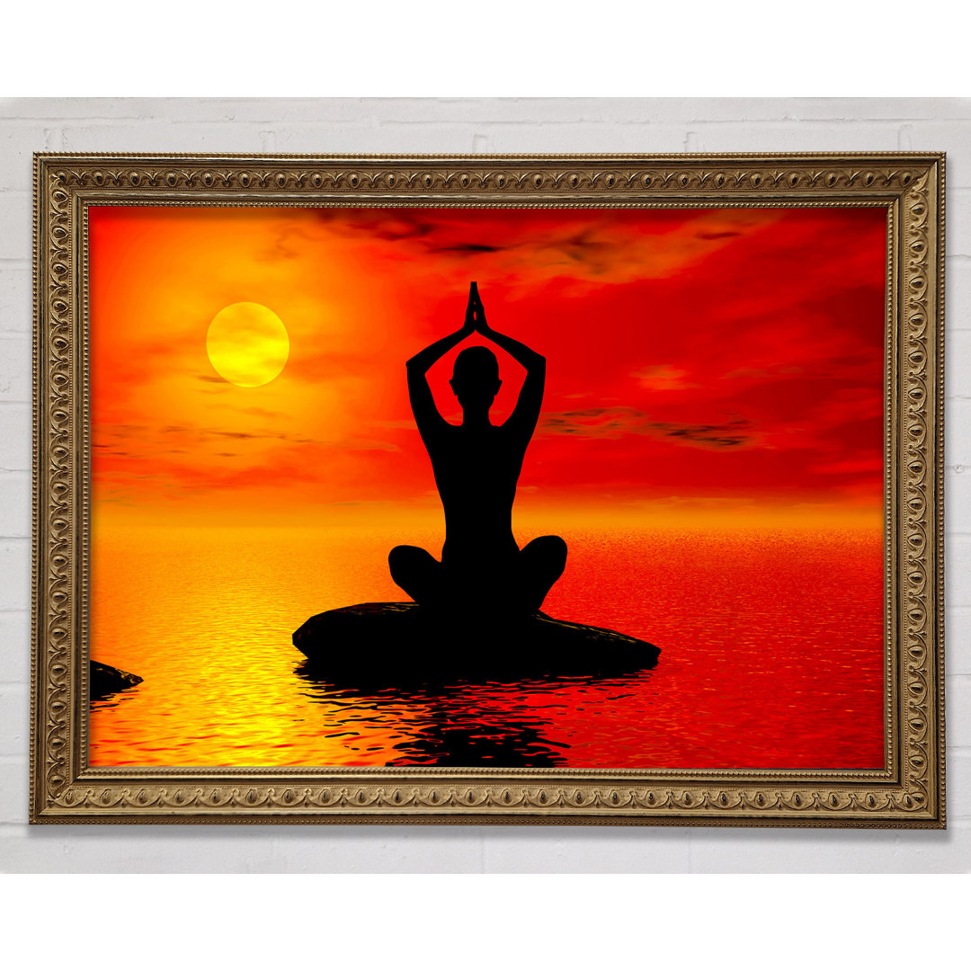 Gerahmtes Leinwandbild Yoga Ocean Sun Blaze